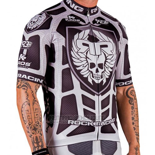 2016 Fahrradbekleidung Rock Racing Silber und Braun Trikot Kurzarm und Tragerhose - zum Schließen ins Bild klicken